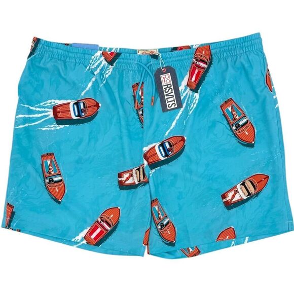 NWT RSVLTS Men's Lake Como Swim Trunks Hybrid Board Shorts Blue 3XL - Picture 1 of 11